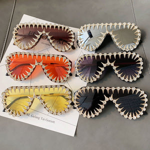 Steam Punk Diamond Oversized Sunglasses -Women