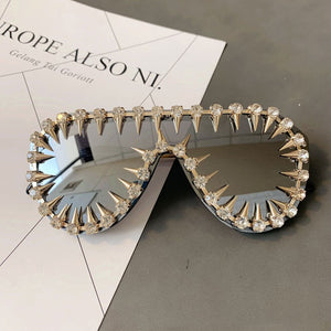 Steam Punk Diamond Oversized Sunglasses -Women